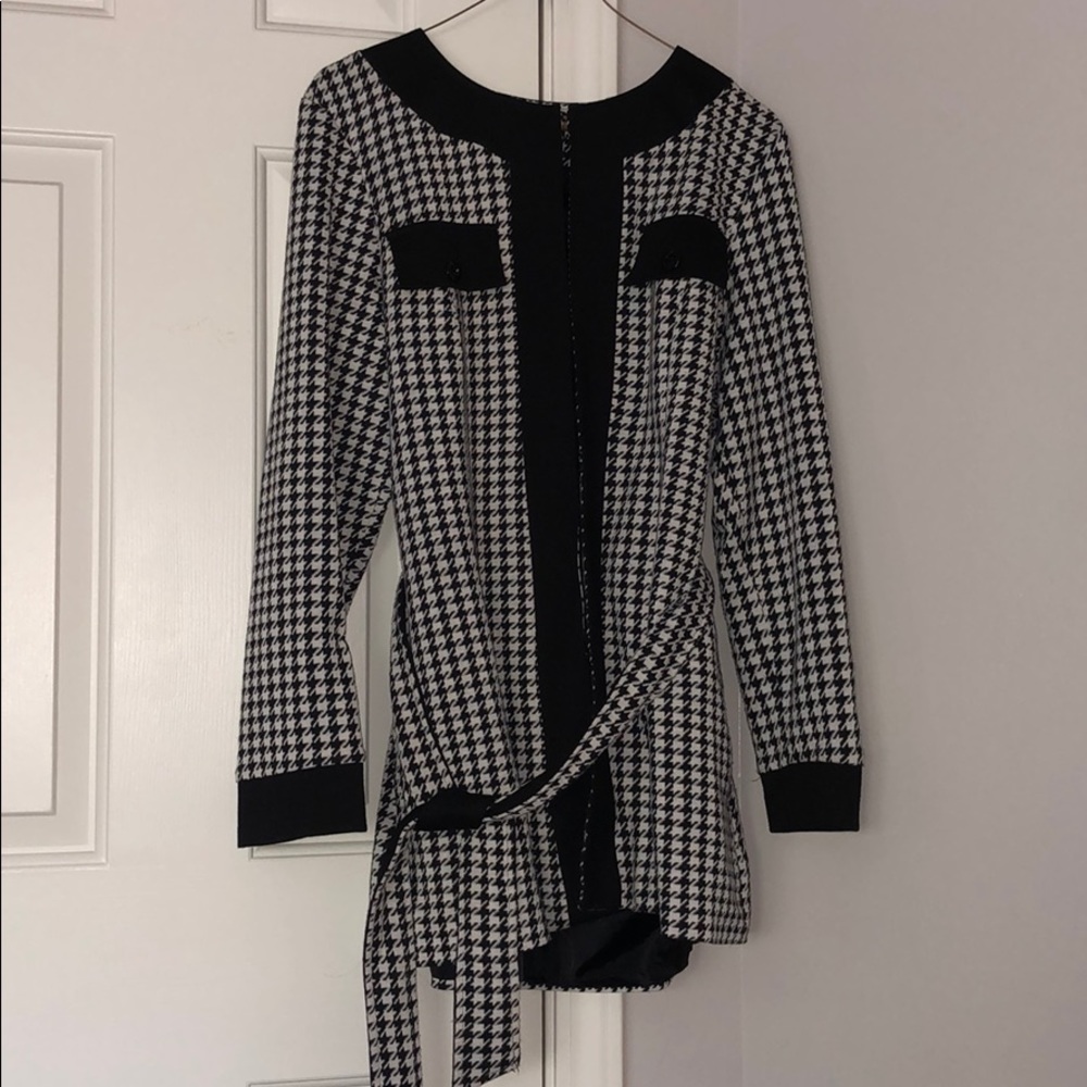 A.Giannetti HOUNDSTOOTH belted jacket w black trim